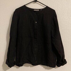 Russ Berens Black Linen Button-up Medium